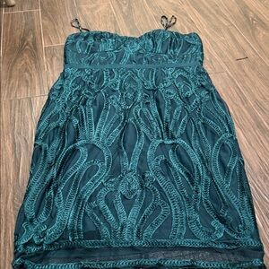 City Chi Elegant Teal green Strapless Dress